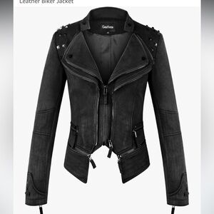 ChouYatou Women's Fashion Studded Perfectly Shaping Faux Suede Feel Biker Jacket